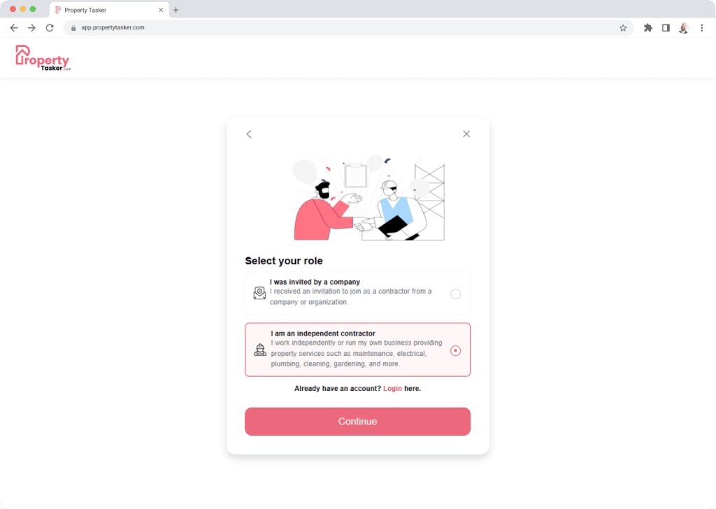 Creating a contractor profile