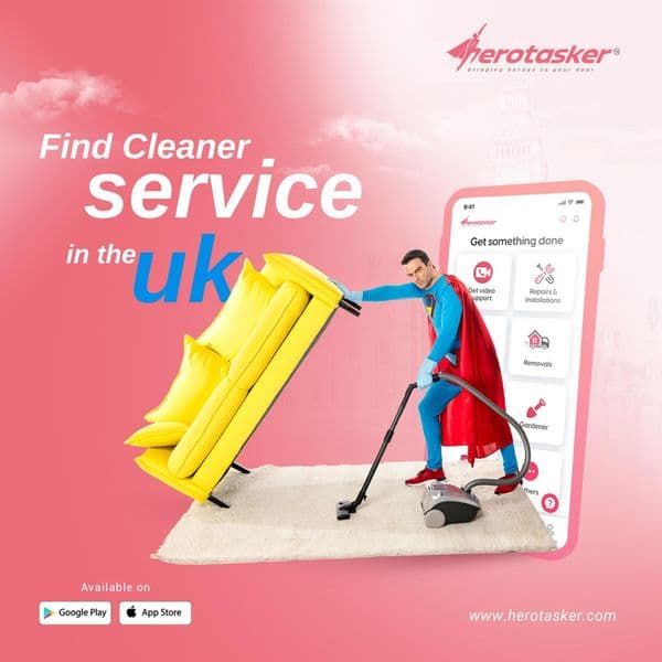 Cleaner mopping a freshly tidied kitchen floor